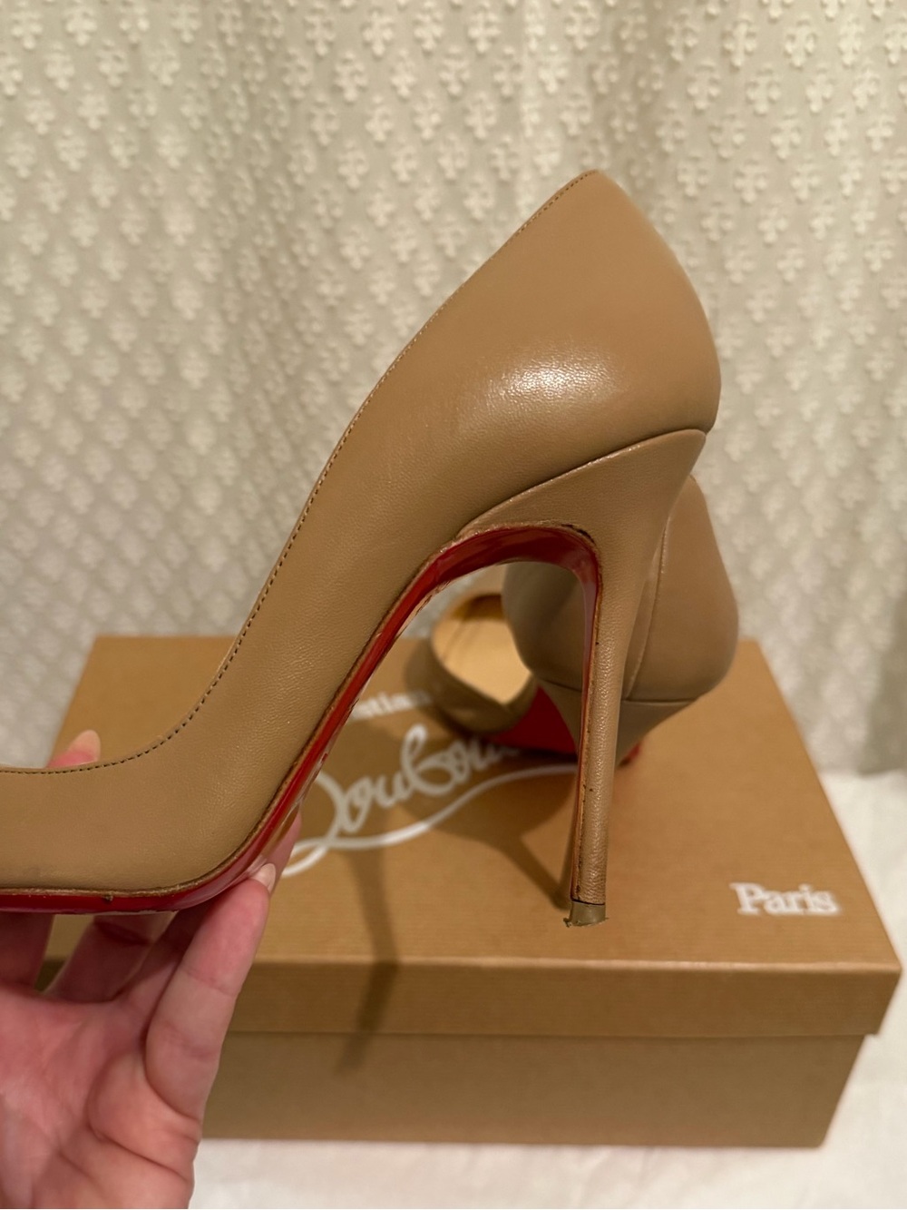 Christian Louboutin Nude d’Orsay Pointed-Toe Stiletto Pumps - Picture 8 of 15